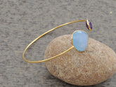 Amethyst Quartz Bangle - 925 Sterling Silver - Gold Plated Bracelet - Custom Jewelry - Gift For Loved One - Jewelry For Graduation